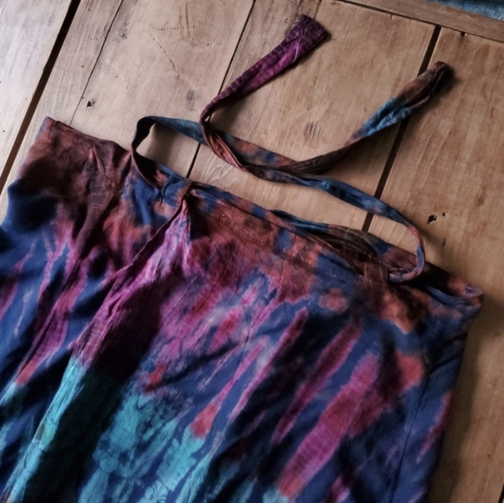 Gypsy Rose Tie Dye Wrap Maxi Flowy Boho Gypsy Festival Summer Skirt - Picture 12 of 12